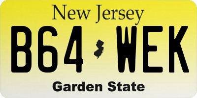 NJ license plate B64WEK