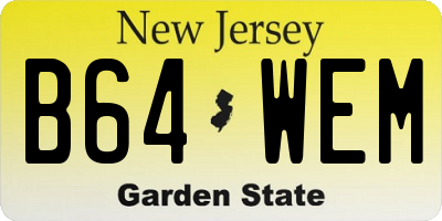 NJ license plate B64WEM