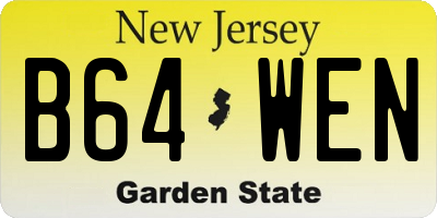 NJ license plate B64WEN