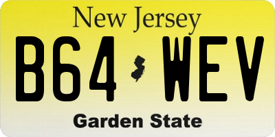 NJ license plate B64WEV