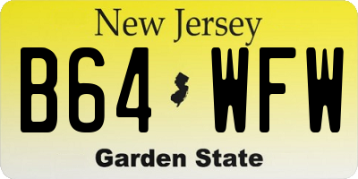 NJ license plate B64WFW