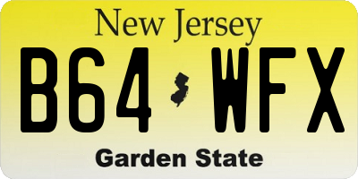 NJ license plate B64WFX