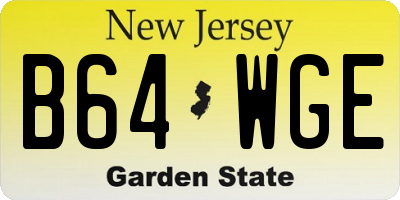 NJ license plate B64WGE