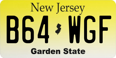 NJ license plate B64WGF