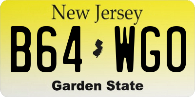 NJ license plate B64WGO