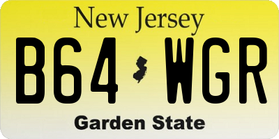 NJ license plate B64WGR