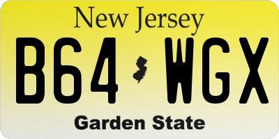 NJ license plate B64WGX