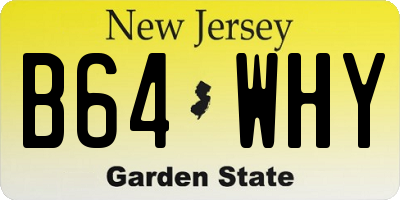 NJ license plate B64WHY
