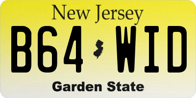 NJ license plate B64WID