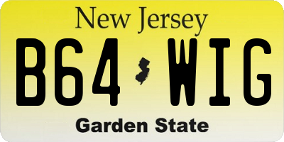 NJ license plate B64WIG