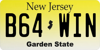 NJ license plate B64WIN