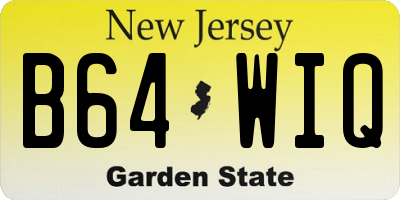 NJ license plate B64WIQ