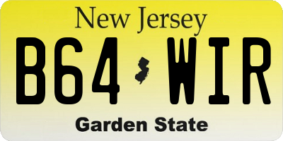 NJ license plate B64WIR