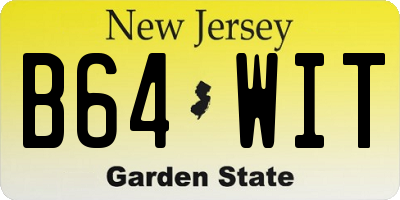 NJ license plate B64WIT