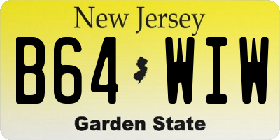 NJ license plate B64WIW