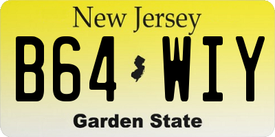 NJ license plate B64WIY