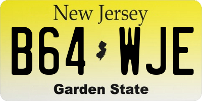 NJ license plate B64WJE