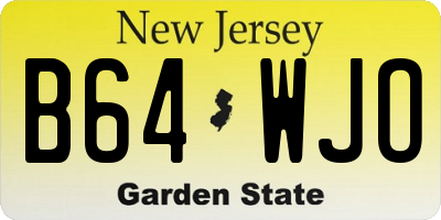 NJ license plate B64WJO