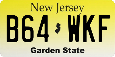 NJ license plate B64WKF