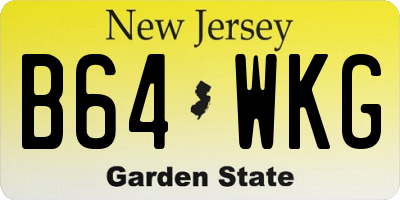 NJ license plate B64WKG