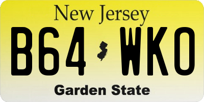 NJ license plate B64WKO