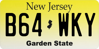 NJ license plate B64WKY