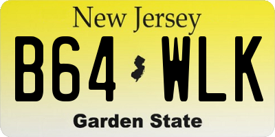 NJ license plate B64WLK