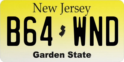 NJ license plate B64WND