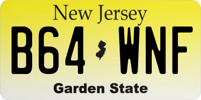 NJ license plate B64WNF