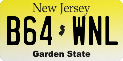 NJ license plate B64WNL