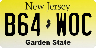 NJ license plate B64WOC
