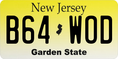 NJ license plate B64WOD