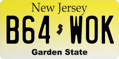 NJ license plate B64WOK