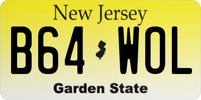 NJ license plate B64WOL