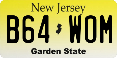 NJ license plate B64WOM