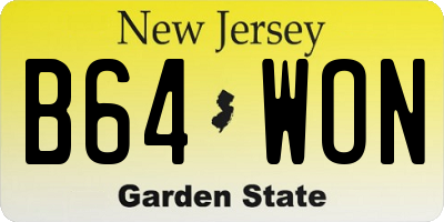 NJ license plate B64WON