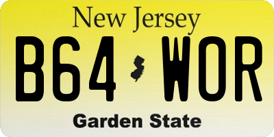 NJ license plate B64WOR