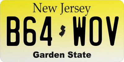 NJ license plate B64WOV