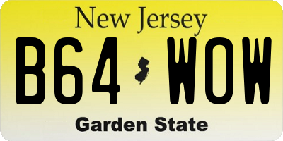 NJ license plate B64WOW
