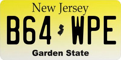 NJ license plate B64WPE