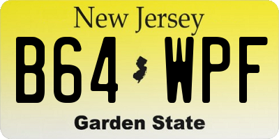 NJ license plate B64WPF