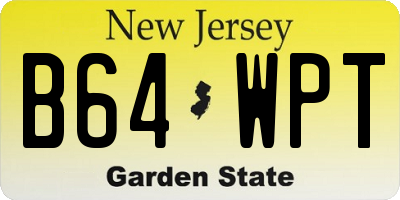 NJ license plate B64WPT