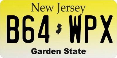 NJ license plate B64WPX
