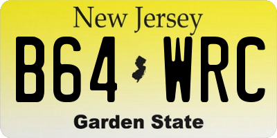 NJ license plate B64WRC