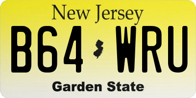 NJ license plate B64WRU