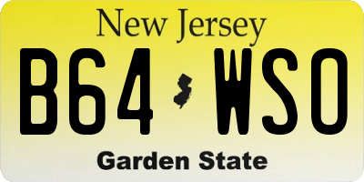 NJ license plate B64WSO