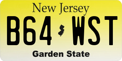 NJ license plate B64WST