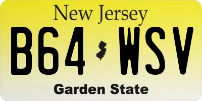 NJ license plate B64WSV