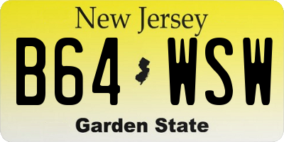 NJ license plate B64WSW