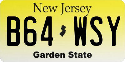 NJ license plate B64WSY